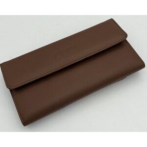 Buxton Organizer Clutch Wallet Coin Purse Checkbook Organizer Brown Leather